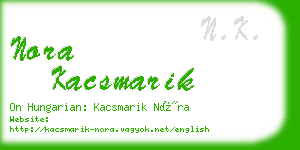 nora kacsmarik business card